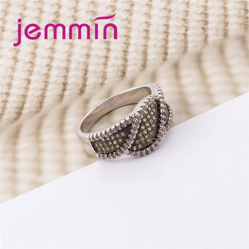 Statement Rings Luxury CZ 925 Sterling Silver Women Wedding Appointment Party Jewelry Best Lover Gift