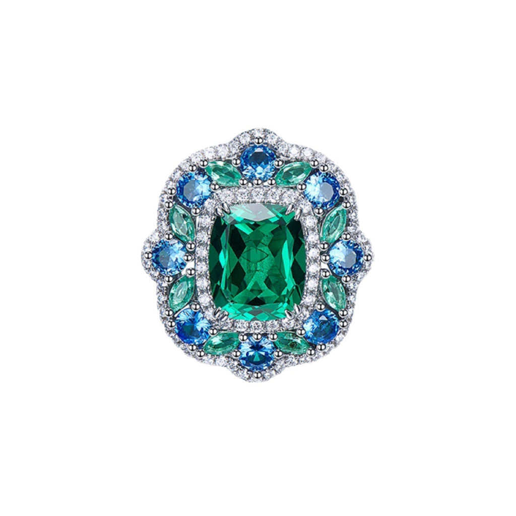 Luxury Lab Emerald Jewelry Sets S925 Silver Elegant Pendant Necklace Ring Earring for Women Gorgeous Wedding Party Fine Jewelry