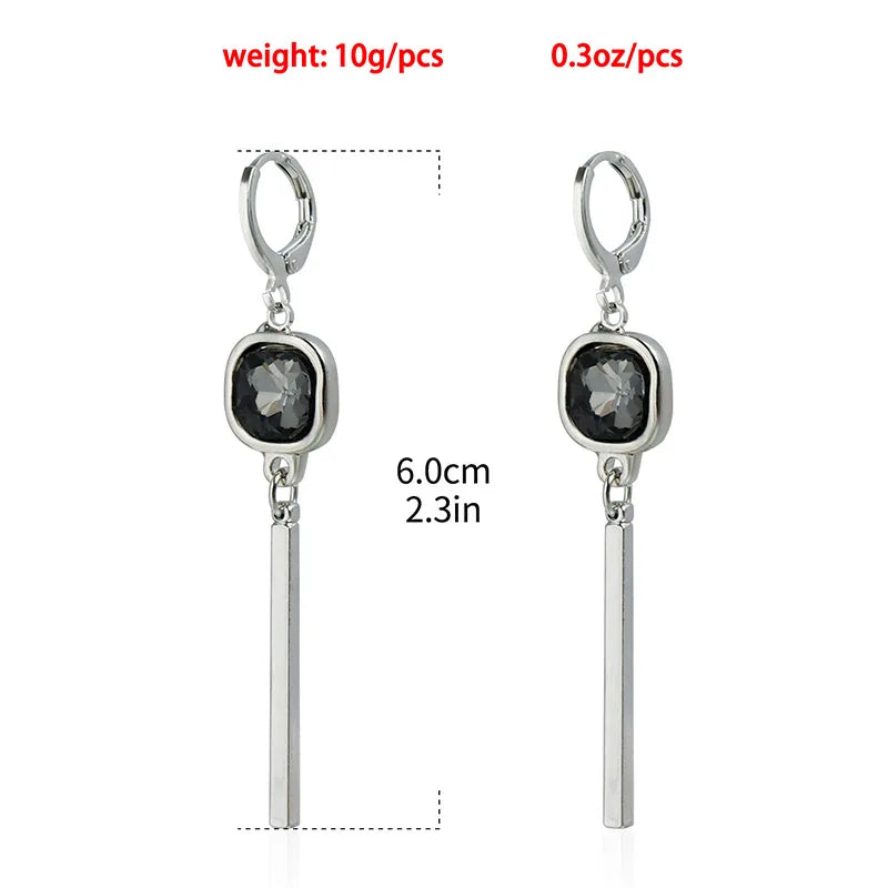 Women's Gray Glass Jewelry Long Tassel Layered Bracelet Drop Earrings Fashion Accessories Trendy Daily Party Wear Gift