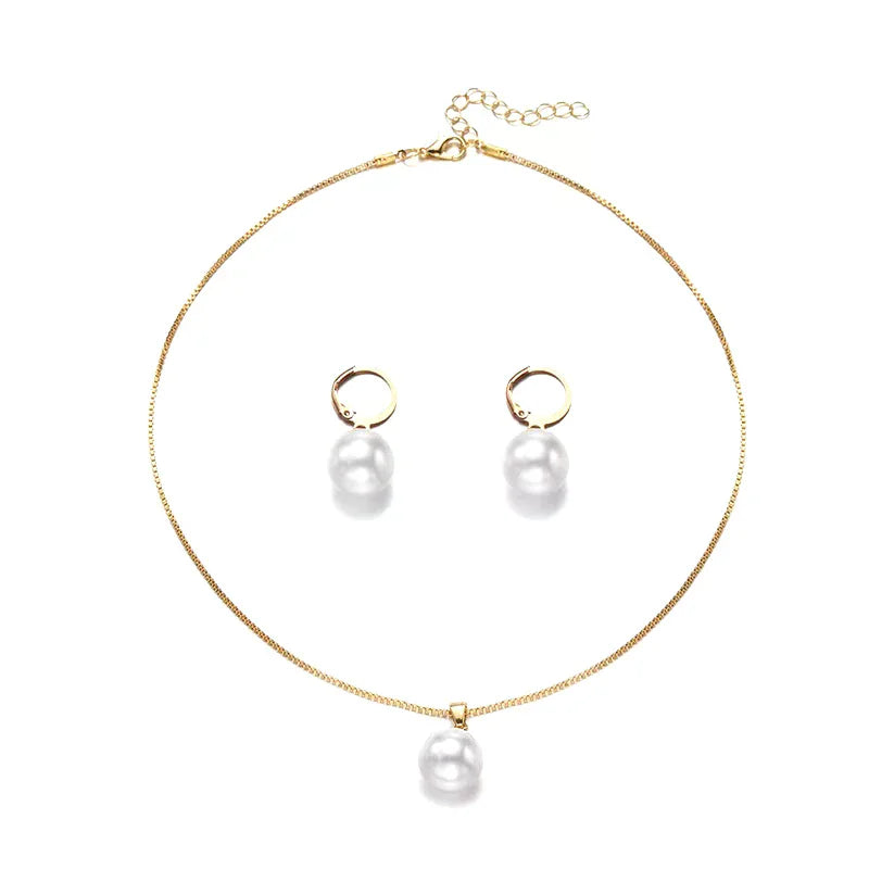 2 Pieces Of Round Pearl Jewelry Set, Earrings, Pendants, Necklaces, Ladies' Exquisite And Fashionable Wedding Jewelry Set,Gifts
