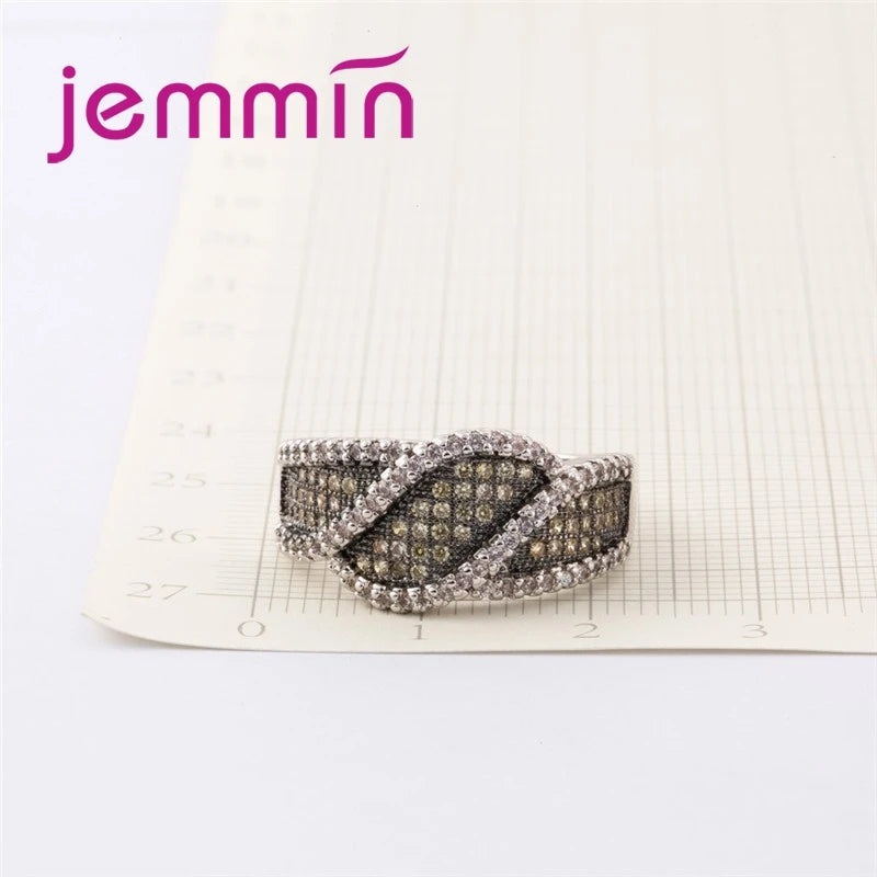 Statement Rings Luxury CZ 925 Sterling Silver Women Wedding Appointment Party Jewelry Best Lover Gift