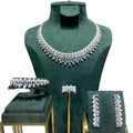 Bride Talk Luxury 4Pcs Bridal Jewelry Set Elegant Pearl Zircon Necklace Earrings Bracelet Ring Set for Wedding Party Accessories