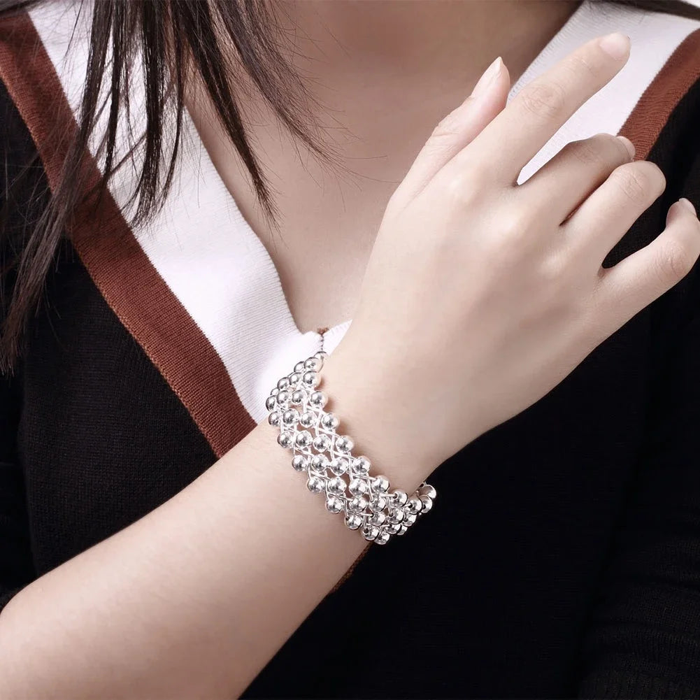 Popular brands Fine Grape beads pendant bangle 925 Sterling Silver Jewelry set earrings bracelet rings necklaces for women gifts