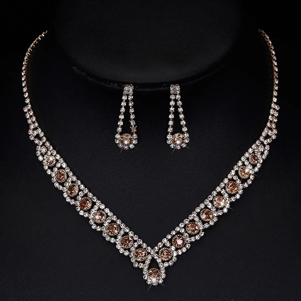 BLIJERY Fashion Bridesmaid Bridal Jewelry Sets for Women Rhinestone Crystal Necklace Earrings Sets Prom Wedding Jewelry Sets