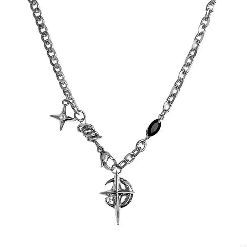 Fashionable Black Gemstones Star Necklace Ornament for Trendy Women Who Appreciate Distinctive Jewelry Statement Pieces