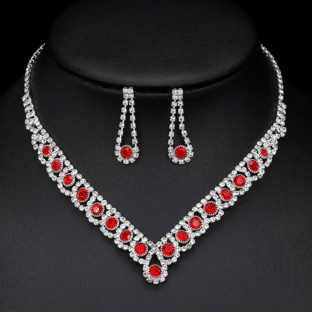 BLIJERY Fashion Bridesmaid Bridal Jewelry Sets for Women Rhinestone Crystal Necklace Earrings Sets Prom Wedding Jewelry Sets