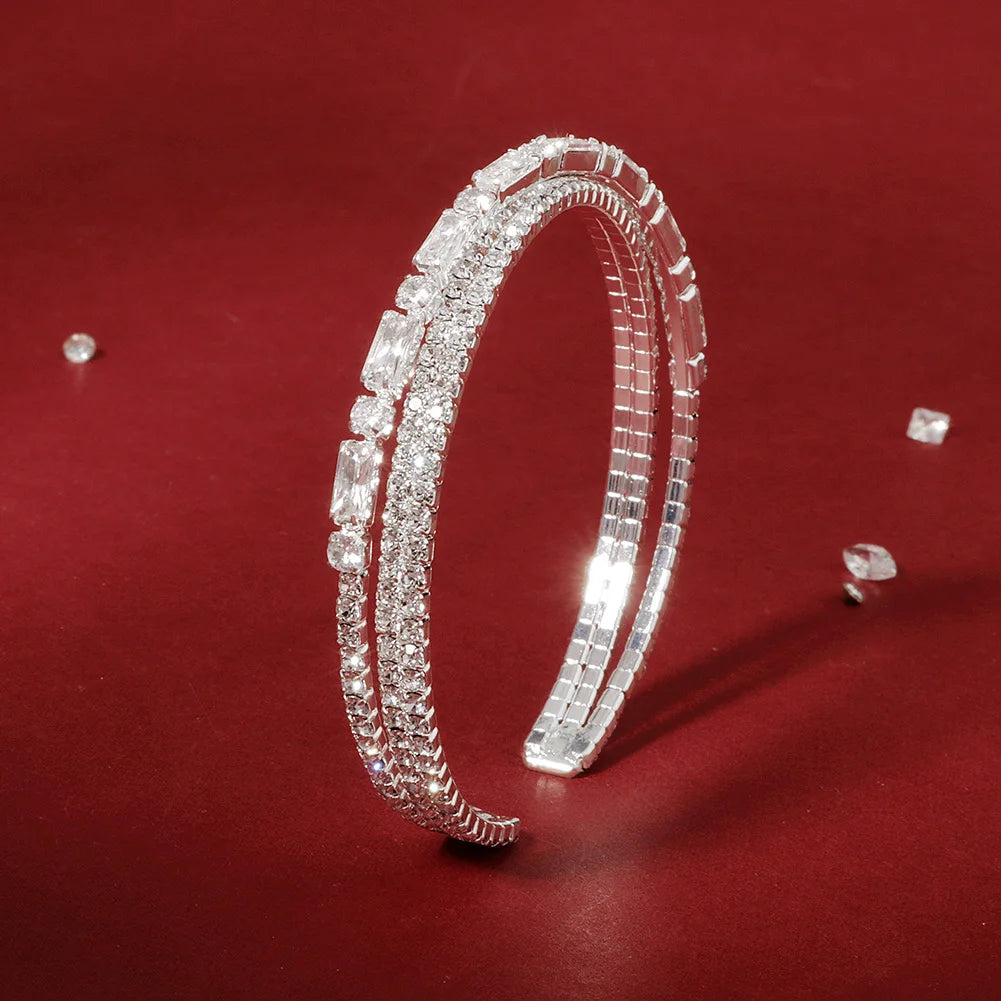 QYY Simple and Exquisite Copper and Zirconia Studded Bracelet Everyday Jewelry Bangle Fashionable Party Bracelet Holiday Gift