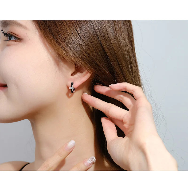 Fine Jewelry 925 Sterling Silver Earrings Inlaid With Zircon Crystal Flower Earrings Charm Jewelry For Women Gift Engagement