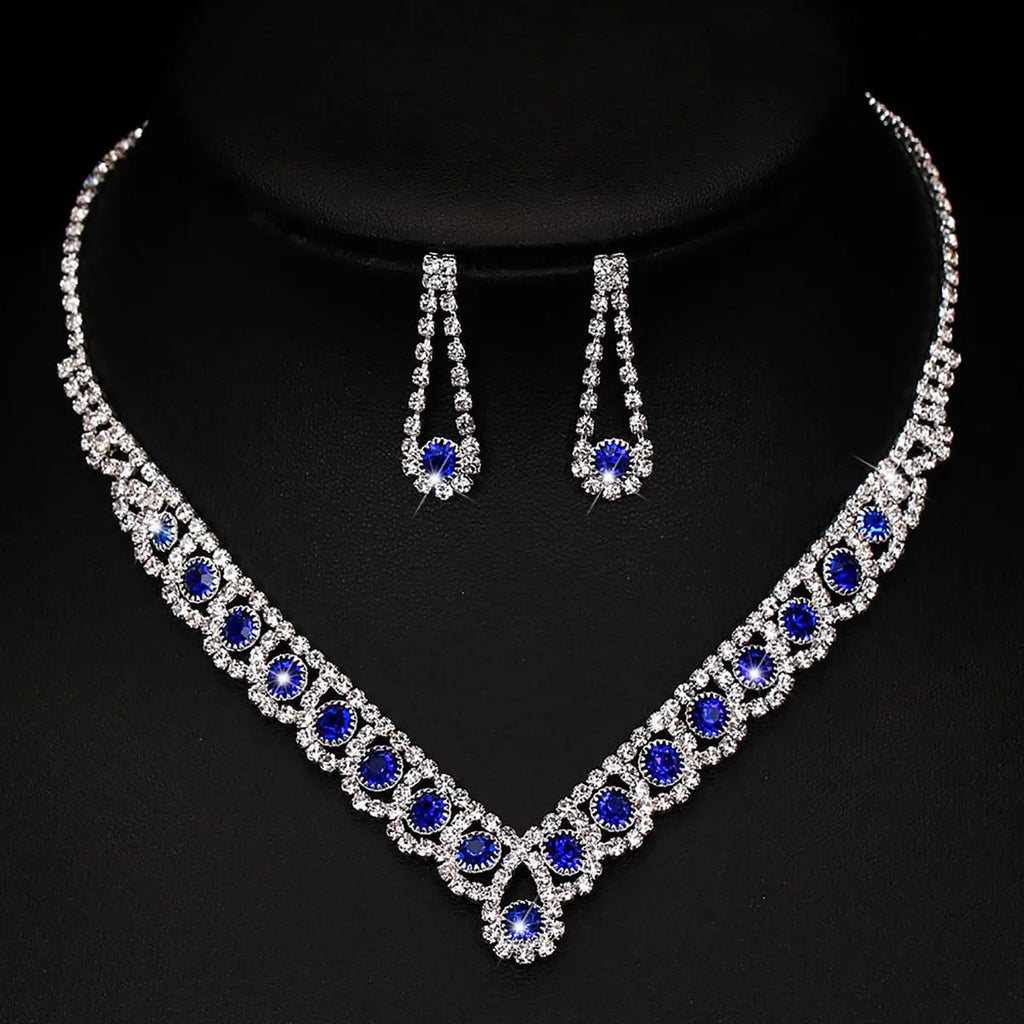 BLIJERY Fashion Bridesmaid Bridal Jewelry Sets for Women Rhinestone Crystal Necklace Earrings Sets Prom Wedding Jewelry Sets