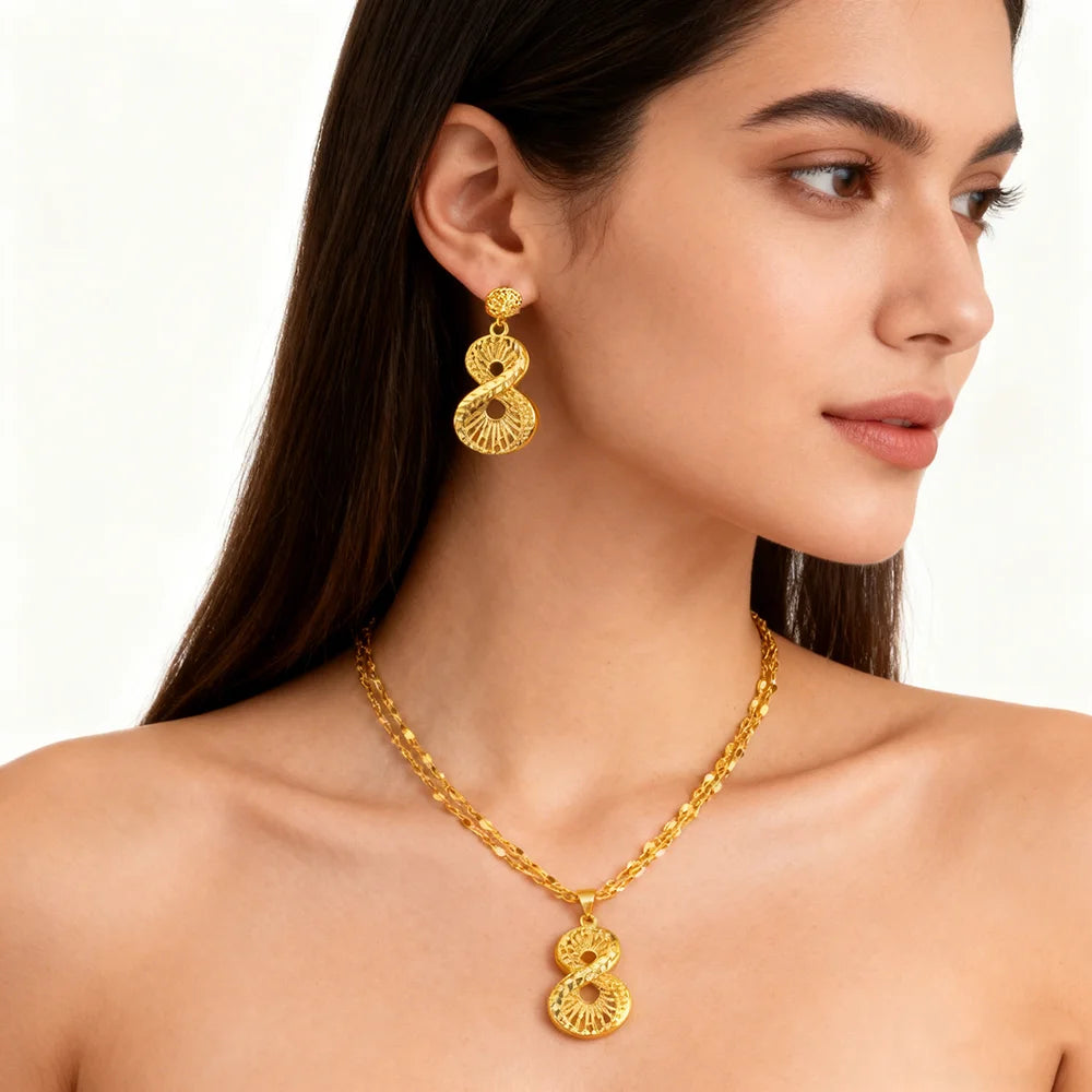 Dubai Gold Jewelry Set for Women Wedding Party Necklace Earrings Sets Indian Jewelry Set Free Shipping Bridal Costume Gifts
