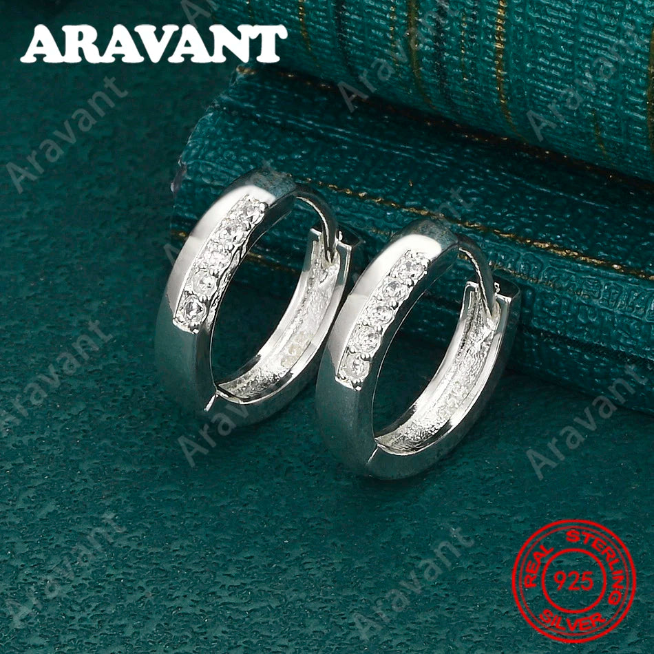 925 Sterling Silver Round Zirconia Earrings - Everyday Accessories For Women, Simple And Elegant Jewelry