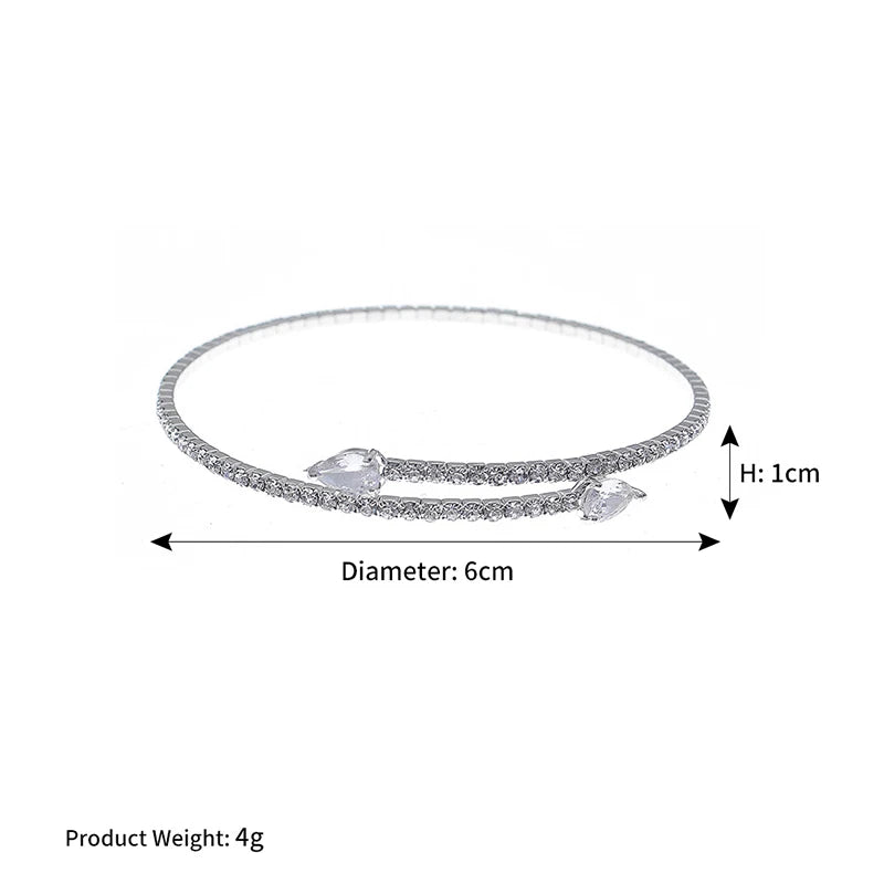 QYY Simple and Exquisite Copper and Zirconia Studded Bracelet Everyday Jewelry Bangle Fashionable Party Bracelet Holiday Gift