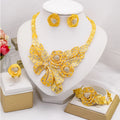 Liffly Nigerian Jewelery Sets Wedding Jewelry for Women Dubai 24K Colorful Jewellery African Designer Earrings Bridal Necklace