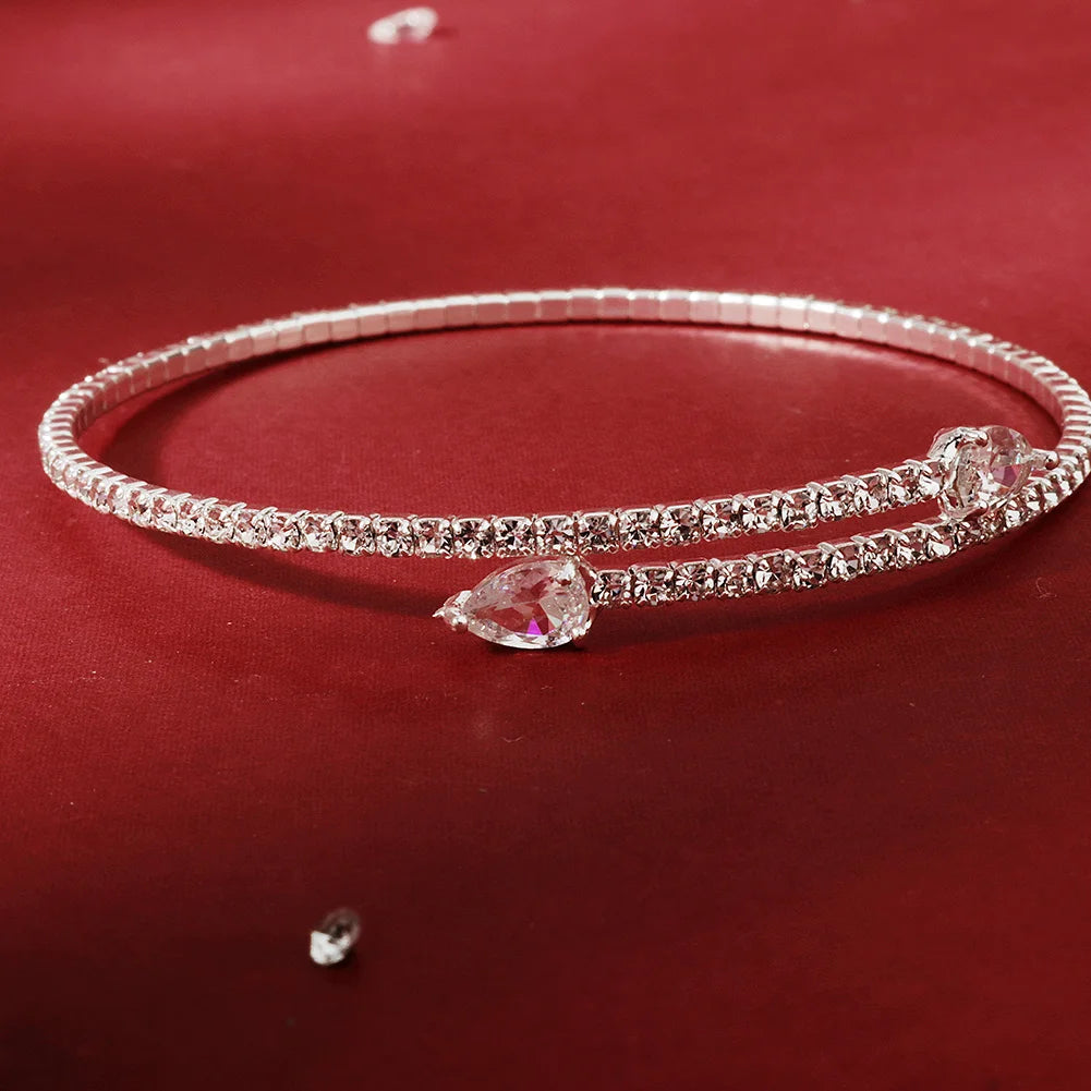 QYY Simple and Exquisite Copper and Zirconia Studded Bracelet Everyday Jewelry Bangle Fashionable Party Bracelet Holiday Gift