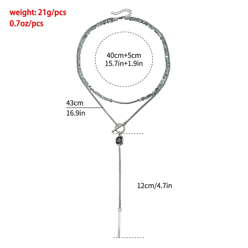 Women's Gray Glass Jewelry Long Tassel Layered Bracelet Drop Earrings Fashion Accessories Trendy Daily Party Wear Gift