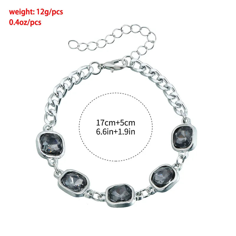 Women's Gray Glass Jewelry Long Tassel Layered Bracelet Drop Earrings Fashion Accessories Trendy Daily Party Wear Gift