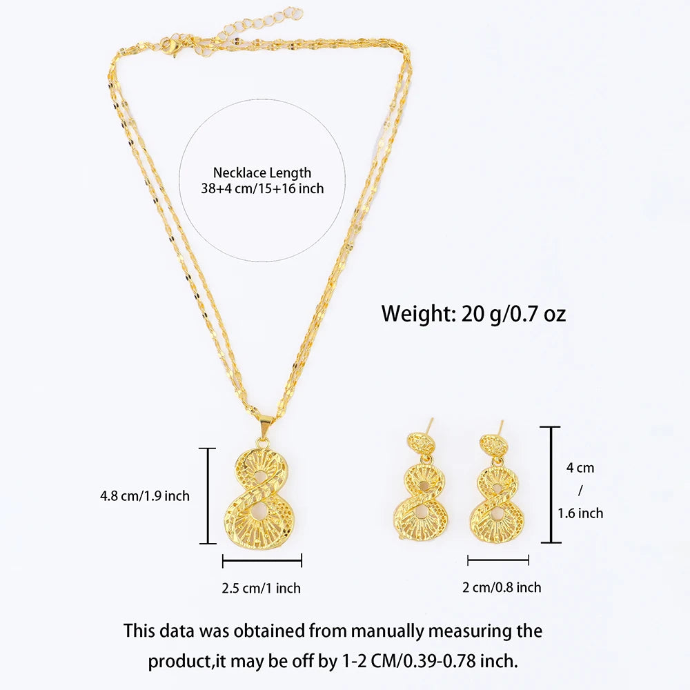 Dubai Gold Jewelry Set for Women Wedding Party Necklace Earrings Sets Indian Jewelry Set Free Shipping Bridal Costume Gifts