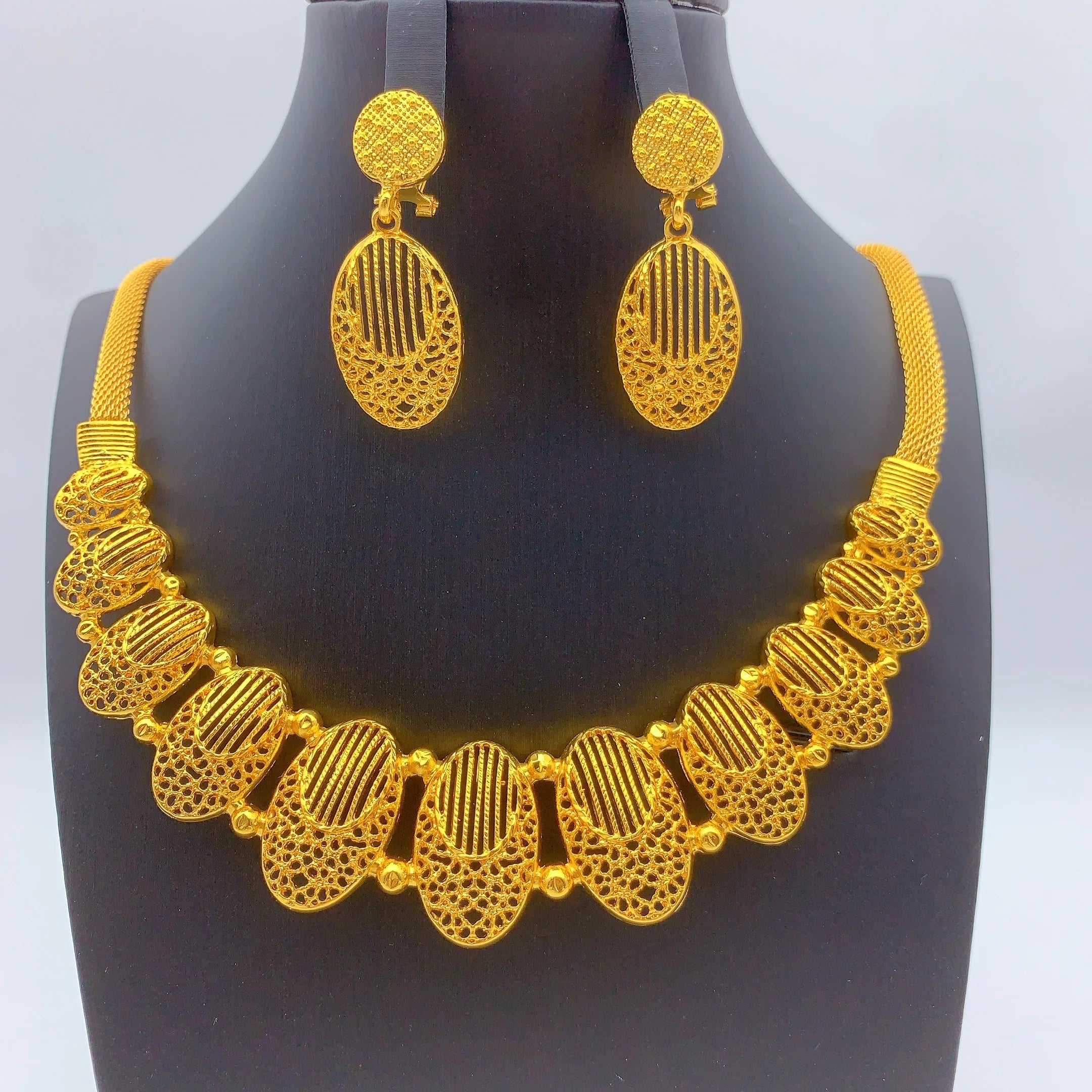 Dubai Bridal Gold Plated Necklace Earrings Jewelry Set For Women Brazilian Indian African Dubai Wedding Party Gift Jewellery