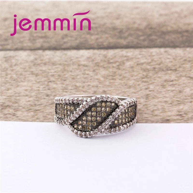 Statement Rings Luxury CZ 925 Sterling Silver Women Wedding Appointment Party Jewelry Best Lover Gift
