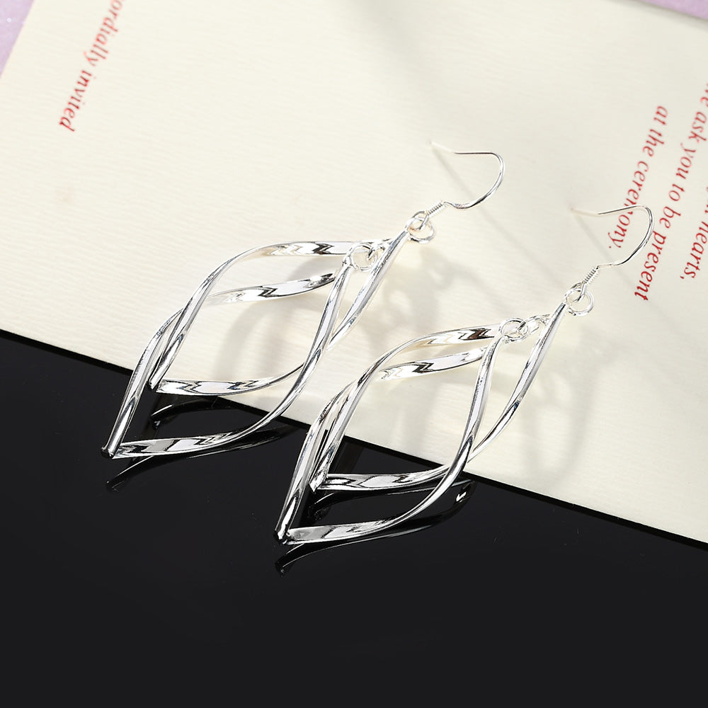 Fine High Quality Silver Color Earrings Fashion Jewelry Elegant Woman  Hanging Drop Long Wedding Christmas Gifts