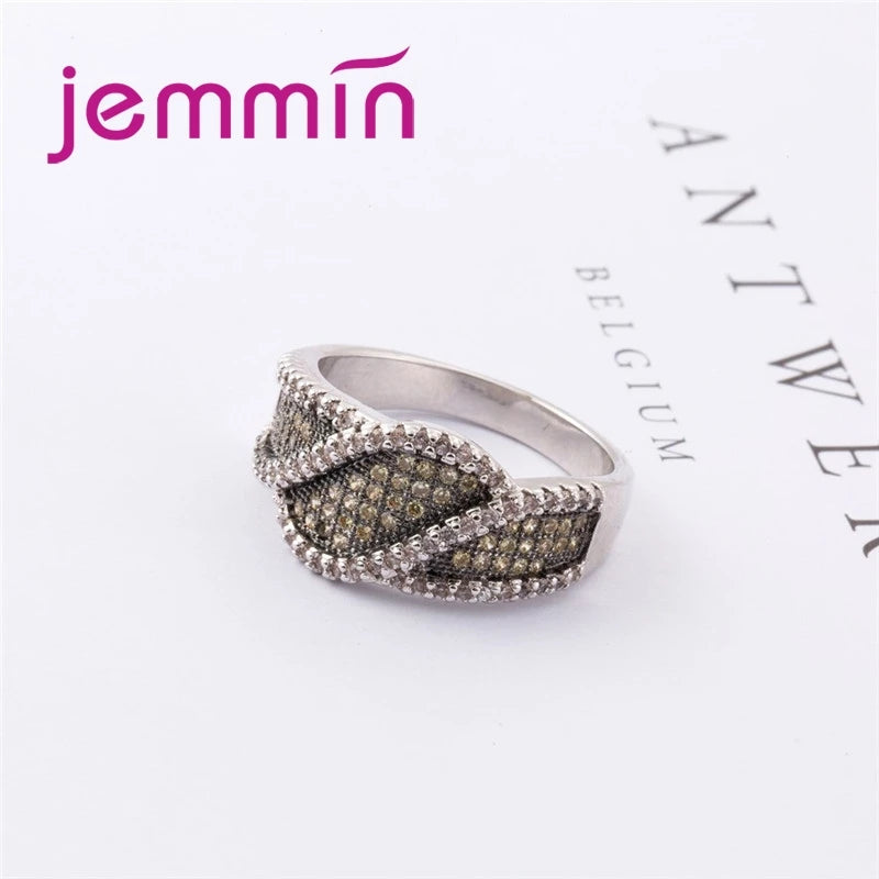 Statement Rings Luxury CZ 925 Sterling Silver Women Wedding Appointment Party Jewelry Best Lover Gift