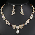 Bridal Necklace Set, High-End Bowknot Crystal-Encrusted Diamond Wedding Dress and Banquet Dress Jewelry Matching Set