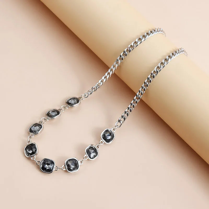 Women's Gray Glass Jewelry Long Tassel Layered Bracelet Drop Earrings Fashion Accessories Trendy Daily Party Wear Gift