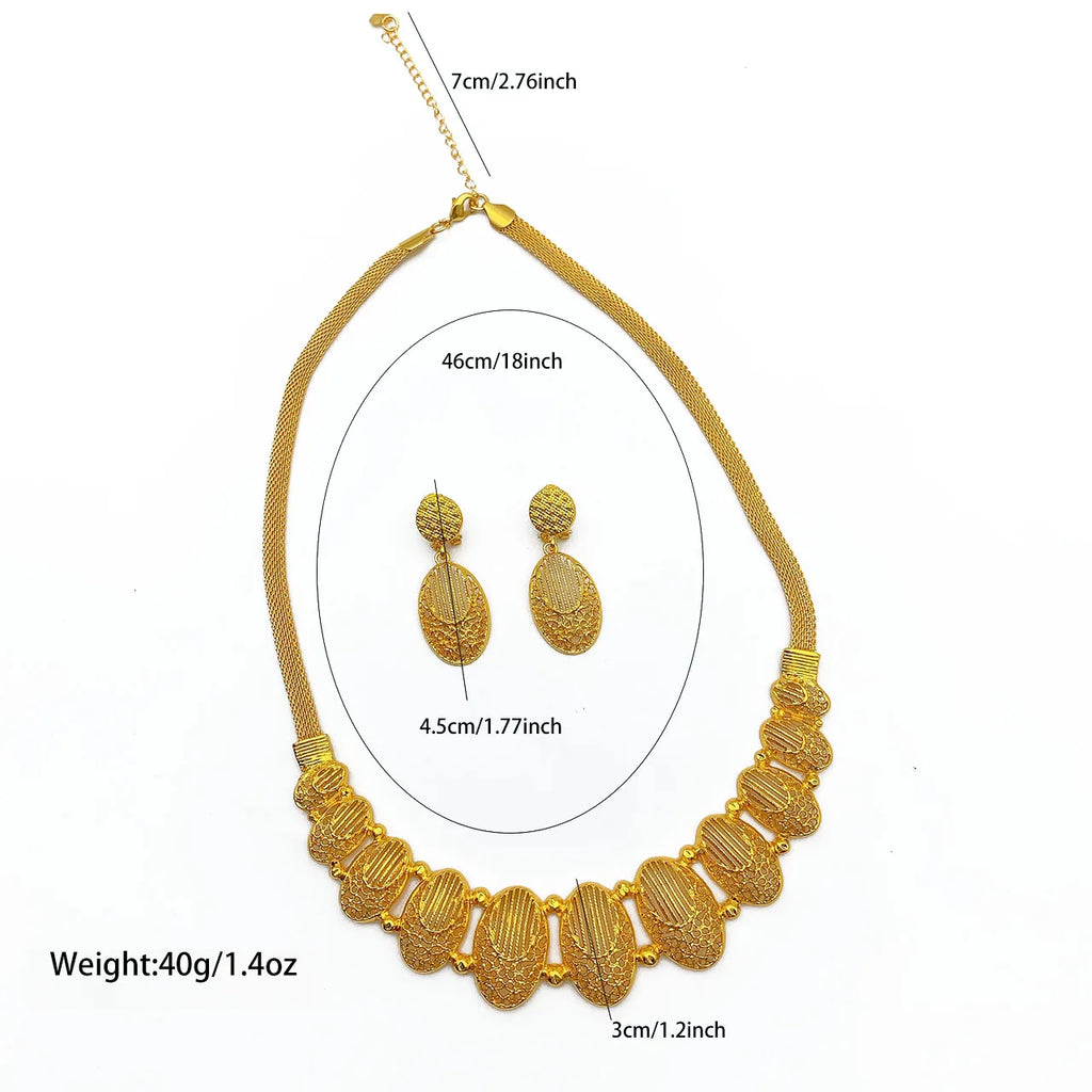 Dubai Bridal Gold Plated Necklace Earrings Jewelry Set For Women Brazilian Indian African Dubai Wedding Party Gift Jewellery